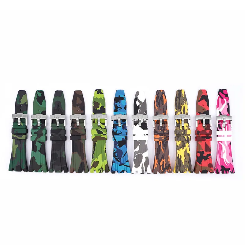Yunse Camo Print Silicone TPU Luxury Royal Watch Band Oak 26mm Waterproof Rubber Watch Strap for AP Replacement Strap