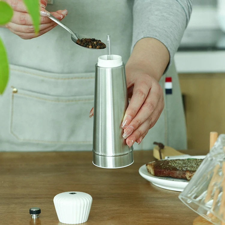 stainless steel adjustable coarseness ceramic mechanism manual dry spice salt and pepper grinder bottle mill set kitchen home