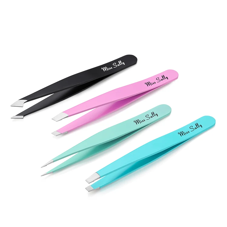 Private label Stainless Steel Customized eyebrow tweezers set eyebrow trimmer tweezer with PU  case
