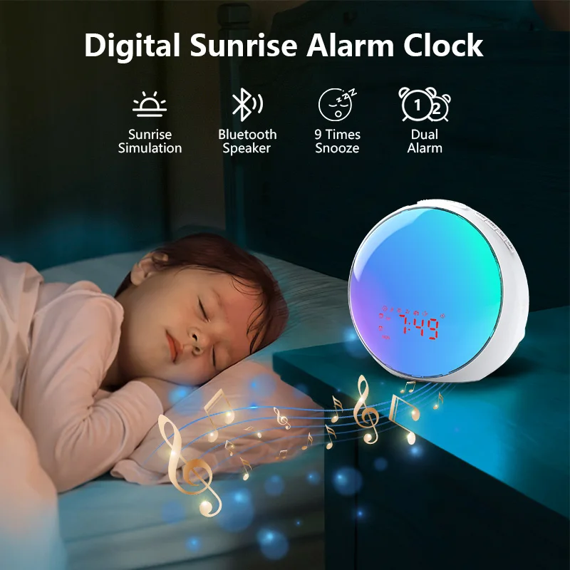 Wholesale Hot Sale Smart Wake Up Clock Natural Light Fm Radio Sunrise Simulation Alarm Clock