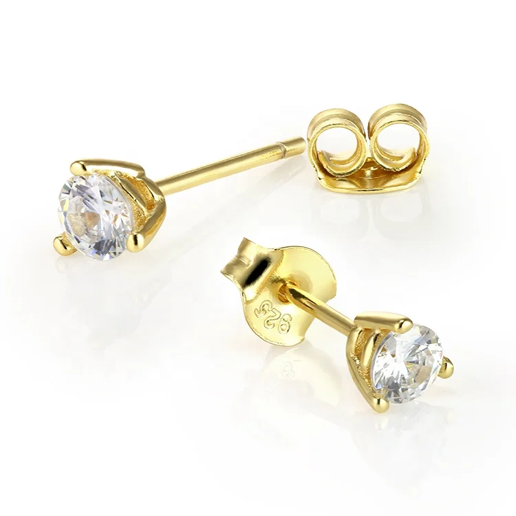 Silver Jewelry 925 Earrings 14K Gold Plated Dainty Jewelry trendy classic stud earrings for Women