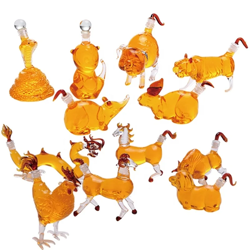 Glass Decanter Set Mini 100ml Chinese Zodiac Wine Glass Bottle Gift Box Packed