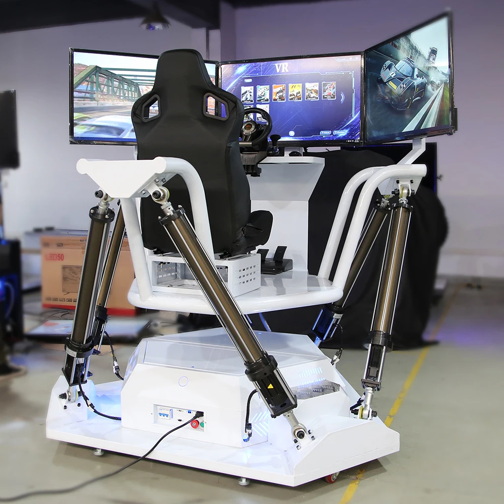 Popular 3 Screens 6 dof Dynamic Seat  Racing Car F1 Driving full motion simulator Platform