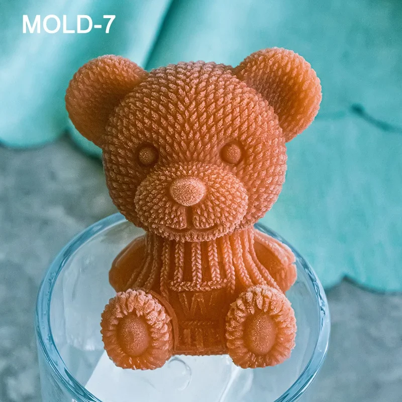 Формы для шоколада форма литья воска мыла бомба ванны 3d Медведь Тедди силиконовая льда