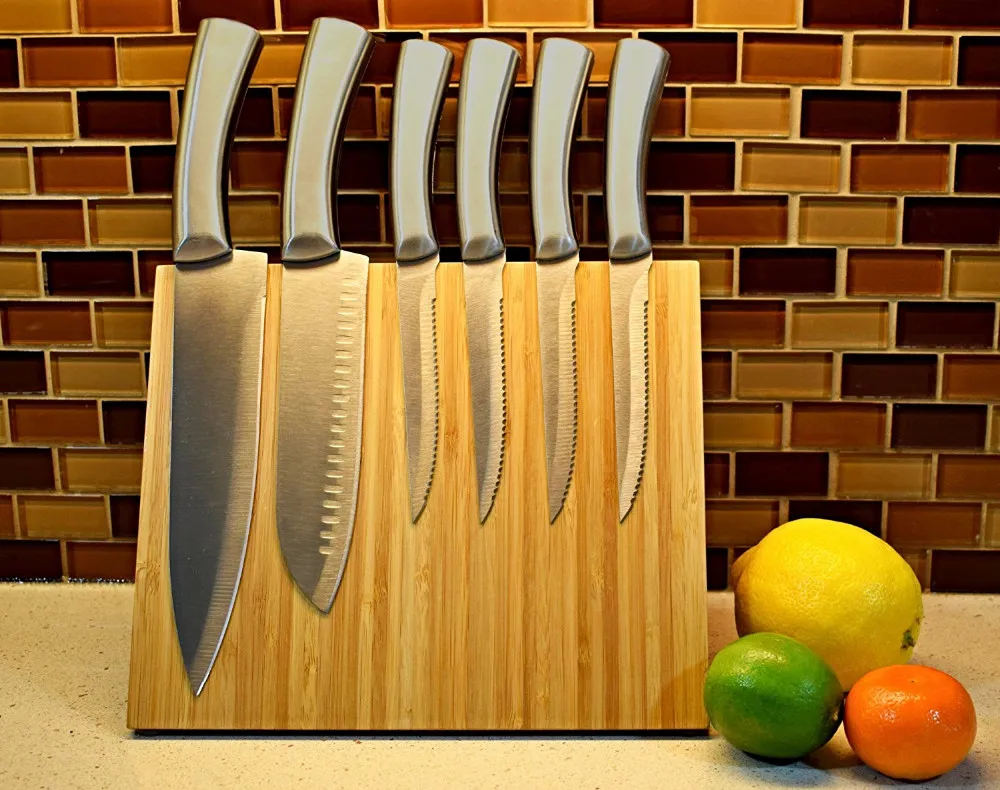 Бамбуковый мощный магнит универсальный блок ножей бамбуковый кухонный магнитный держатель на