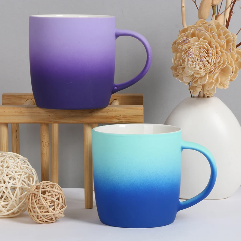 2022 Unique Design Modern Color Glazed Sublimation Mugs Gradient Ramp Ceramic Sublimation Mugs