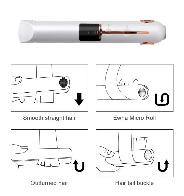 2 in 1 Cordless Flat Iron Curler Portable Wireless Mini USB Rechargeable 400 Degree Hair Straightener