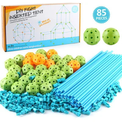 Fort Building Kits DIY Tent for Kids 3D Splicing Toy Castle Den Construction Fort Tunnel Tent Toy