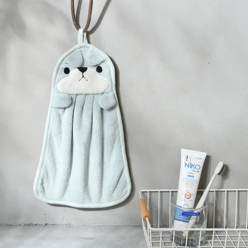 Fashion cartoon animal kitchen towel holder micro fiber absorbent towel hand dry terry towel