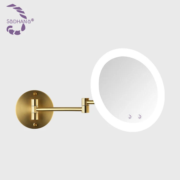 85v~265v Stainless Steel Acrylic Touch On/Off Switch 9.5 Inch 5.5w Led Light Copper Color Led Mirror