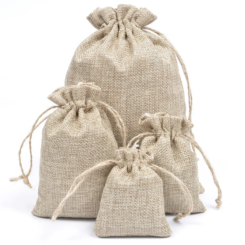 drawstring bag plain jute bag linen shopping bag