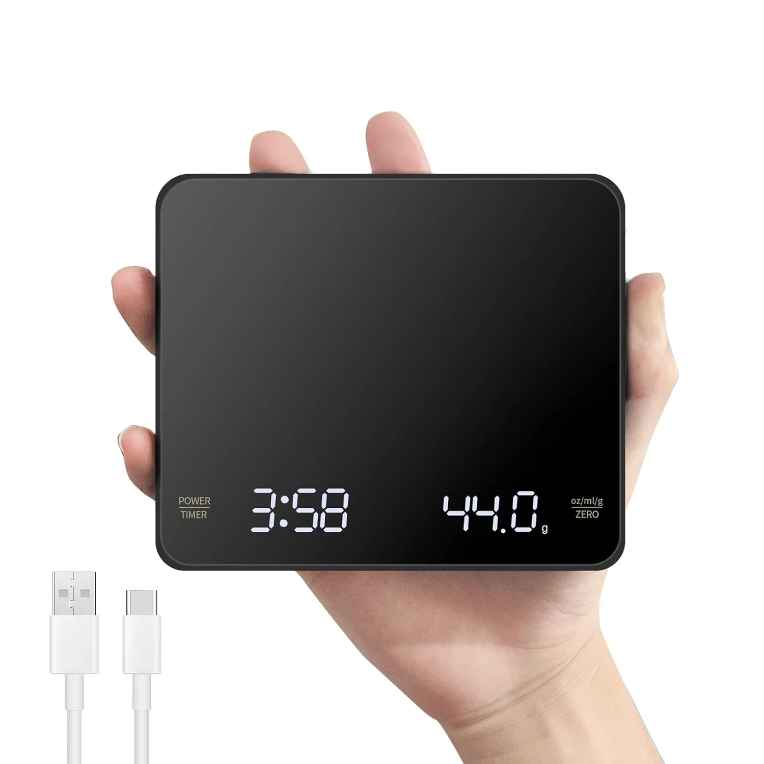 USB Charging Coffee Electronic Scale Household Kitchen Scale Small Coffee Bean Weighing Device Automatic Timing Coffee Scale