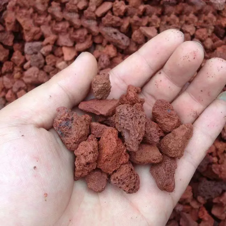 Naturally formed volcanic rocks are red and black, with uniform particles of 1-3cm and 3-5cm volcanic pumice stone for plants