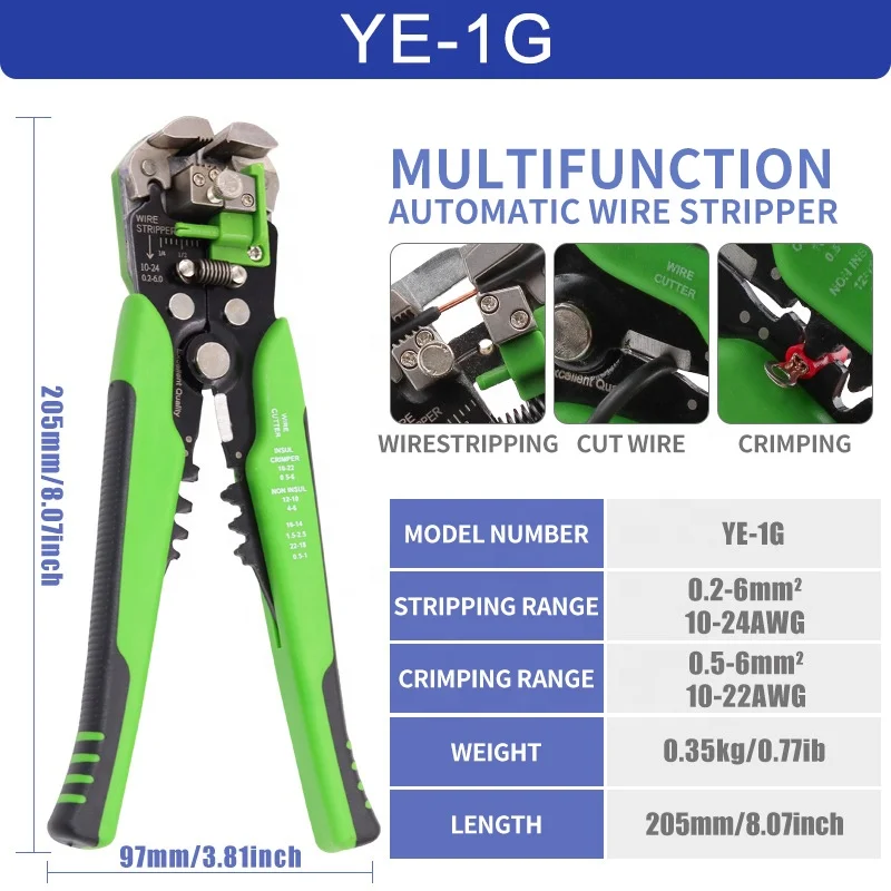 ZHEFAN 8 Inch Wire Stripper Self-adjusting Cable Cutter Crimp Automatic Wire Stripping Princer Cutting Plier Tool For Industry
