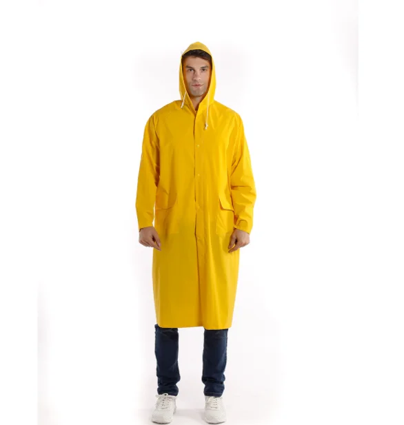 Yellow color Custom PVC+ Polyester backing waterproof raincoat train suit