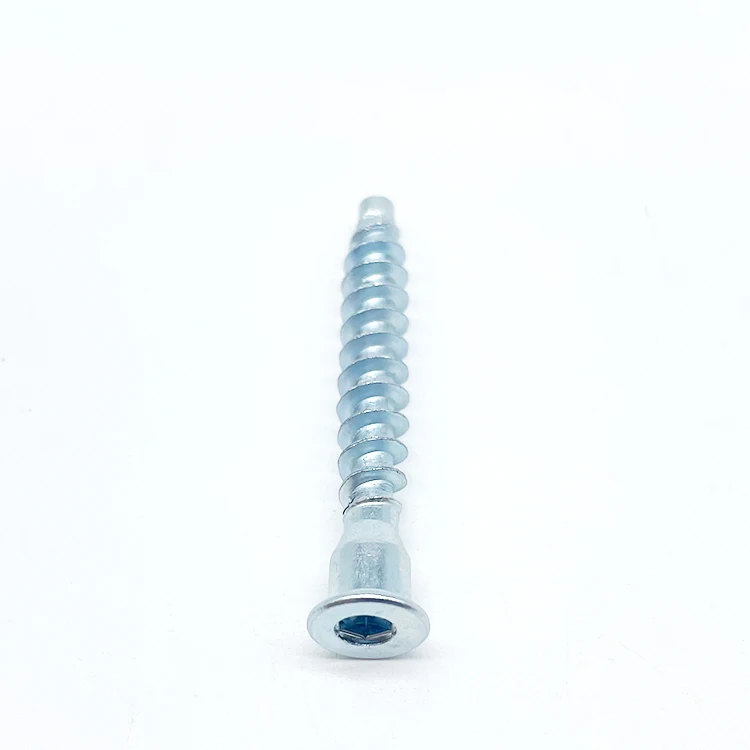 Carbon Steel Blue Zinc Coarse Thread Chair Screw Furniture Wood Hex Socket Head Confirmat Screw 6.3*50