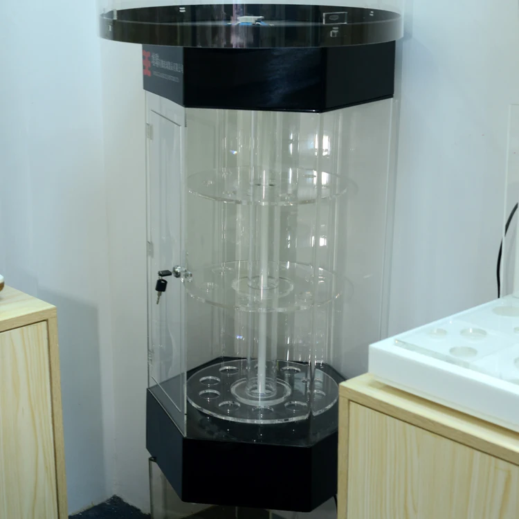 Manufacturer Sales Custom Made LED Acrylic Storage Organizer Rack Rotating Display Cabinet