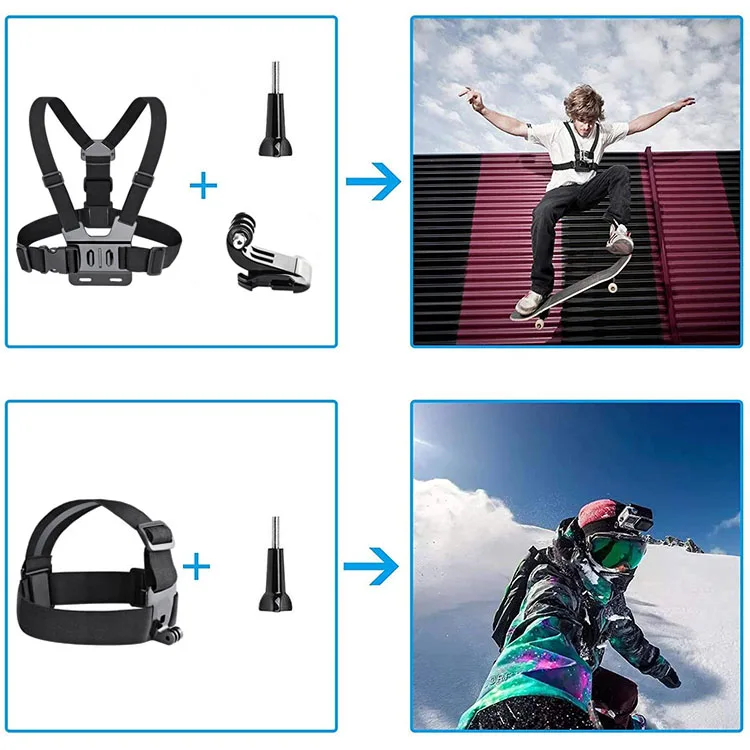 Набор аксессуаров для экшн-камеры Gopro 9 8 7 6 5 4 3 Yi 2K Xiaomi Xiaoyi аксессуары