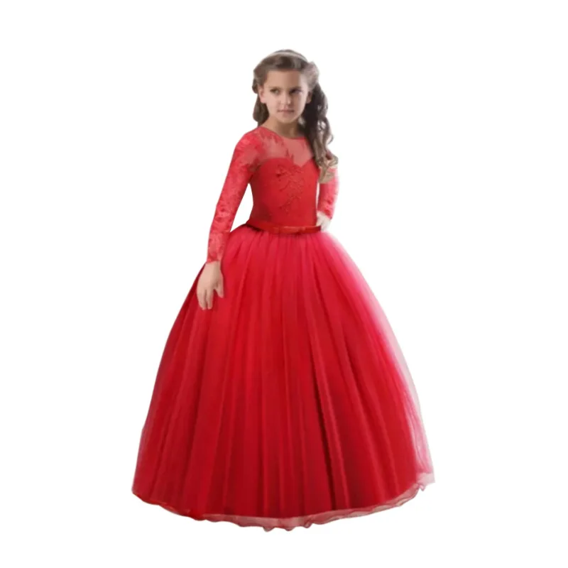 Ball gown Dresses For kids Lace Embroidery tulle Tutu Evening Ball Gown child Frocks Little Girl Maxi dress kids dress party