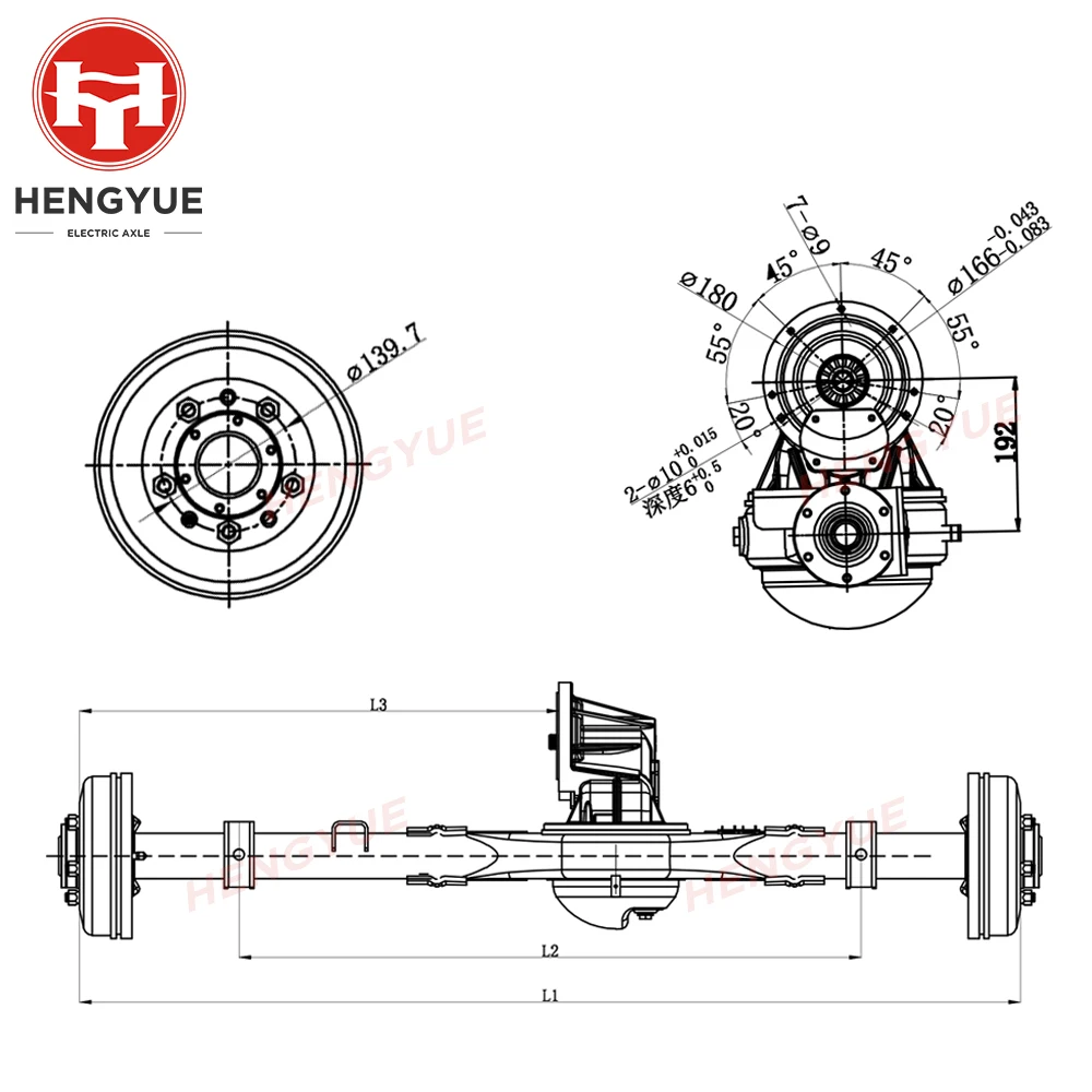 Hengyue customized gear ratio ev rear axle for truck