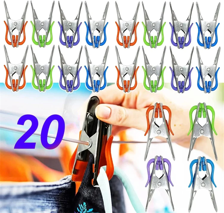 New Design Small Wind-Proof Metal Clothes Pins For Clip Clothing Socks Photo & Food Bags Durable Fashion Clothline Drying Pegs