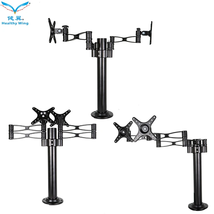 Customized Desktop Dual Monitors Holder Arm Bracket For Dual Lcd Led Aluminum Alloy Monitors