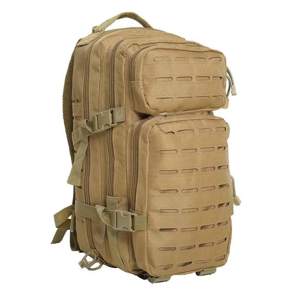 Outdoor Camouflage Large Capacity Khaki Laser Cut Casual Bag  Tactical Molle Camping Hiking Backpack Waterproof