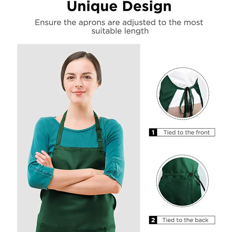 Adjustable Resists Wrinkles Barista Apron Shrinkages Wide Coverage Sublimation Apron With 2 Pockets For Women Men Chef