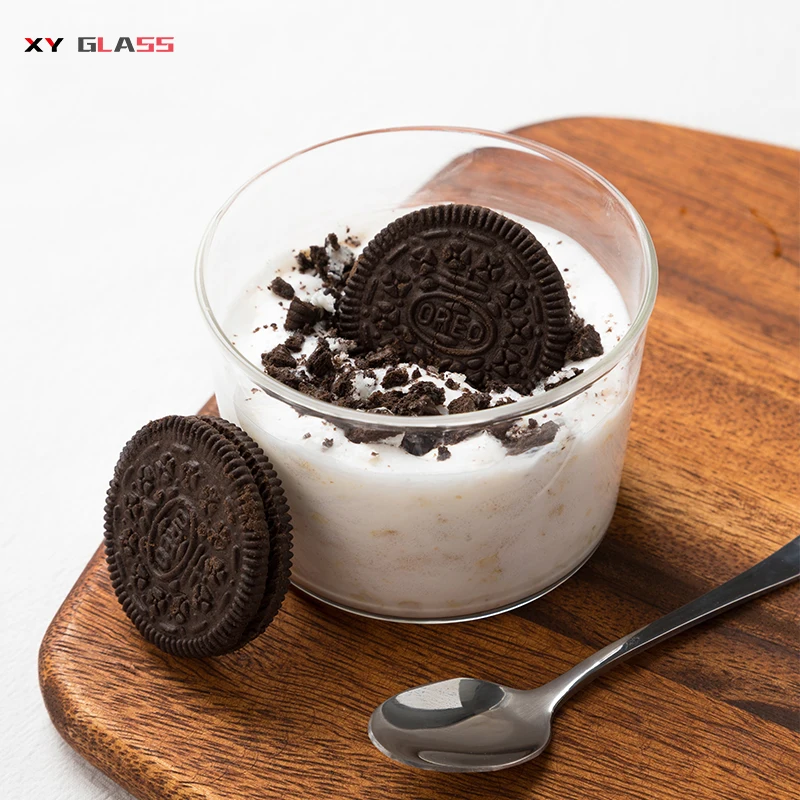 simple design classical clear borosilicate glass serving dessert matcha bowl