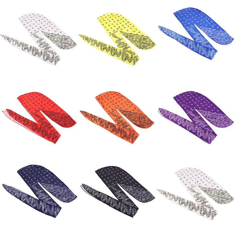 Wholesale Hip Hop Long Tail Designer 360 Waves Du Rags Bandana Paisley Durag Men Satin Silk Duragesic Cap