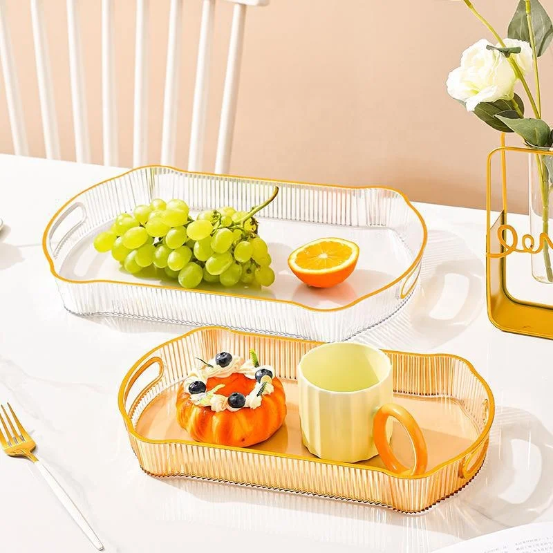 Light luxury rectangular tray home tea cup tea tray Wedding banquet snack fruit storage tray