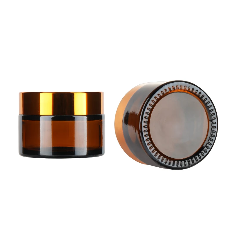 custom 30g 50g small glass cosmetic jars gold metal lid glass jar cream frosted glass jars with lids