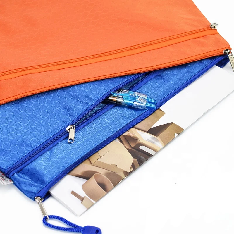 A4  custom file book double zipper pocket car document bag