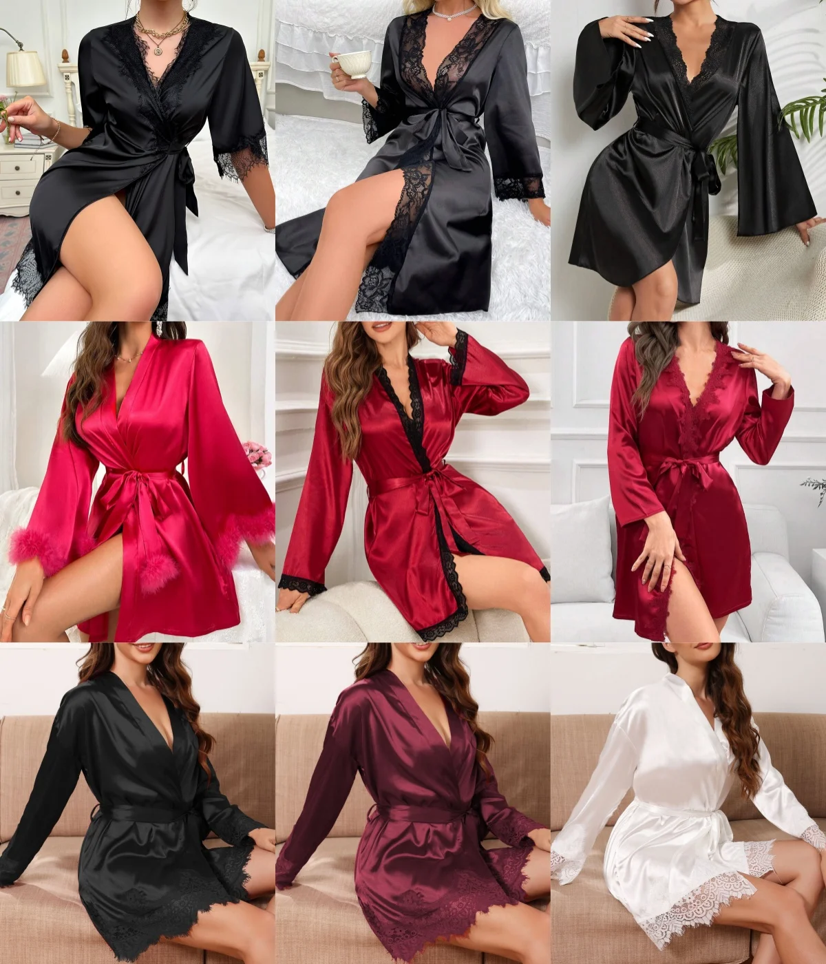 2024 New Trends Women Sleepwear ODM Elegant Satin Silk Robe For Home Erotic Lingerie Bathrobe Sexy Pajamas For Women Custom Pjs