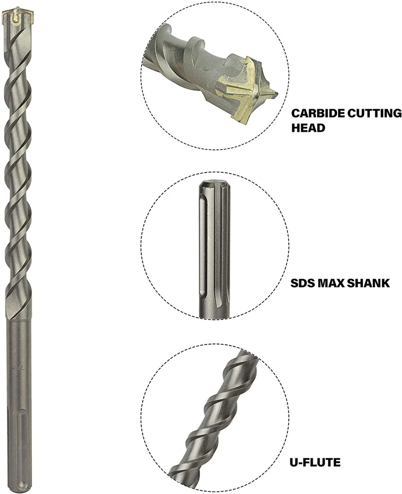 Cylindrical Shank SDS MAX Power Hammer Core Drill Bit Tool For Reinforced Concrete Drilling Use