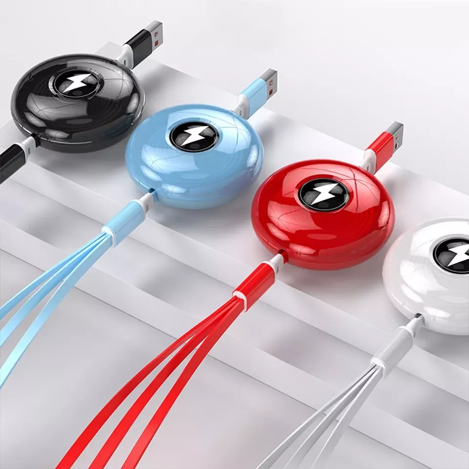 Factory Selling Trending 3 in 1 retractable Type C Fast Charging USB Data Cable for smartphone