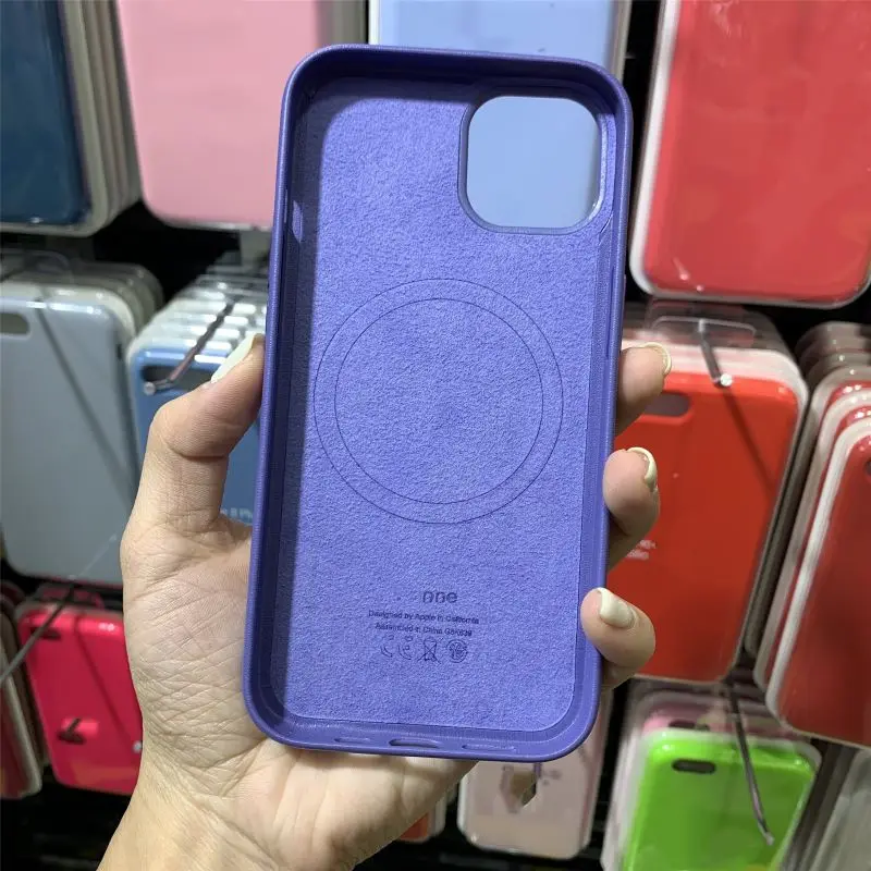 Quality Official Magsafe Leather Case with Logo for Iphone 15 14 13 12 Pro Max 1:1 Original  Clone Popup Leather Cover for Apple