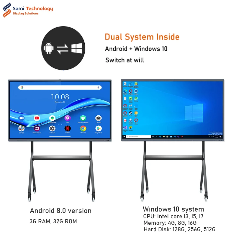 New Arrival 4K Anti Glare Lcd Screen 20 Points Touch Display Panel Wall Mount Interactive Smart Board For School