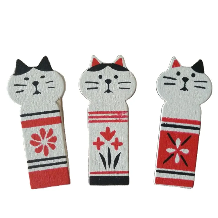 wholesale wood clothespins wood mini cat memo paper clips