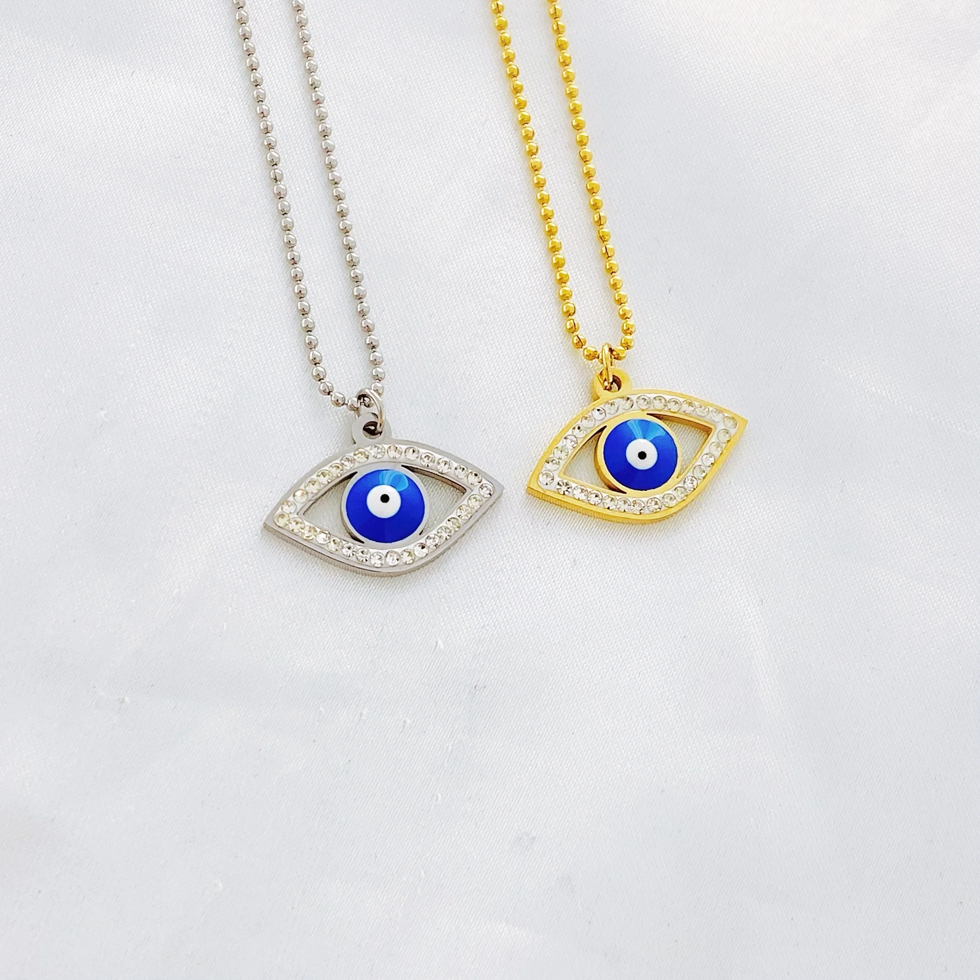 Turkey Fashion Blue Evil Eye Necklace Charm Blue Rhinestone Eye Choker Necklace for Women Boho Jewlery Wholesale