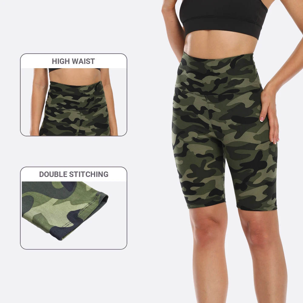 new arrival custom printing high waist comfortable booty women leggings shorts Yoga Biker Shorts for Running and Cycling