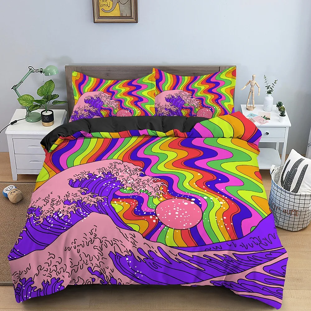 2021 New design 3D pattern digital print Black and white lattice abyss butterfly duvet cover 3pcs bedding set for Bedding Sets