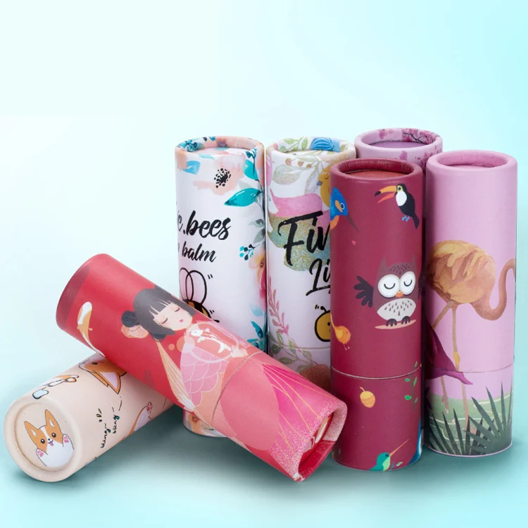 Custom Roll up Round Stick Tube for Lip Balm Packaging Biodegradable Custom Printing Twist up Lip Balm Paper Tube