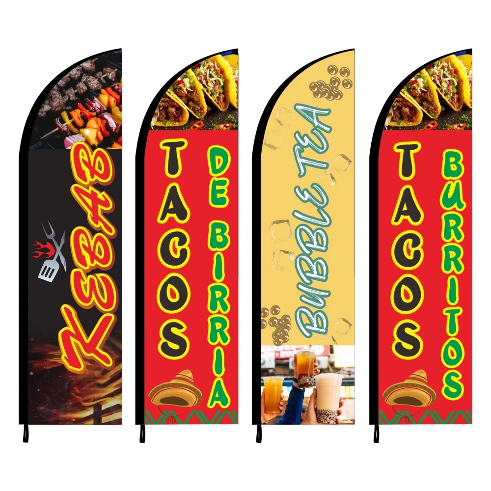Custom Printed Feather Flag Pole Kit for Burgers Bubble Tea Nachos Tacos Burritos Kebabs Outdoor Events Businesses