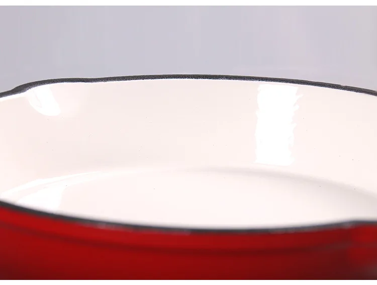 Hot selling cast iron enamel pot 16cm red household egg and steak fryer, non stick flat bottomed pot