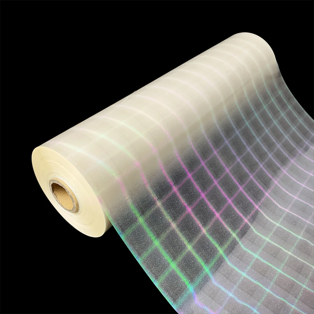 OEM plastic film laminating adhesive cross glitter hologram lamination film