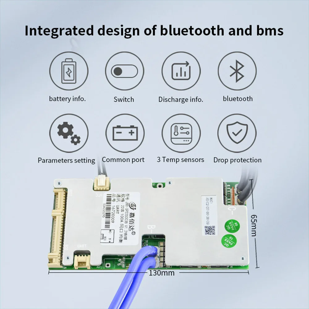JBD автоматизированная идентификация 6S-22S умная плата BMS LFP Li-Ion 6S 7S 21S 22S 60V 72V со встроенной NTC BT для