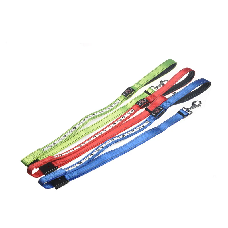 Multifunctional Flashing Nylon Rope Pet Leash For Small Large Puppy Dogs Led Dog Bone Luminous Usb Charging Dog Leash