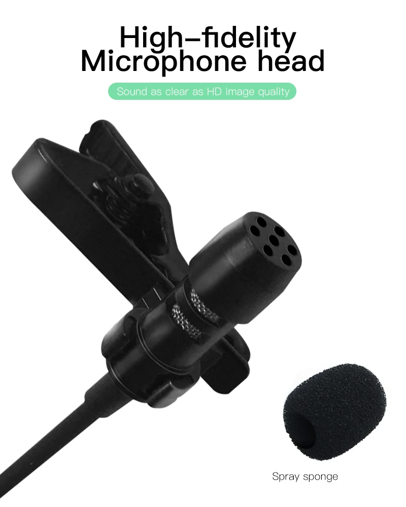 
Portable Mini Microphone 3.5mm Mic Professional Wired Hands Free Clip Microphone for Iphone Type C Lavalier Lapel Microphone 