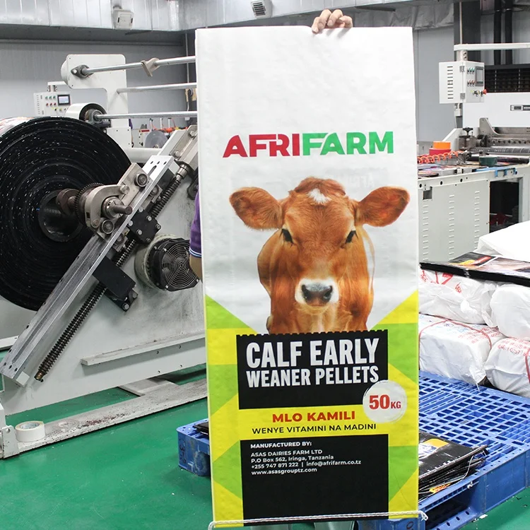 50 kg 30kg offset printing pp woven laminated polypropylene pet cattle poultry animal feed packaging bag